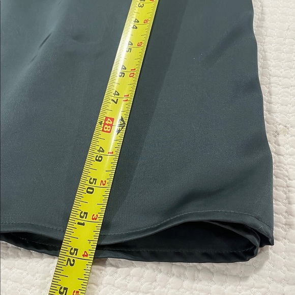 Udel New York Satin Slip Dress Green Midi Spaghetti Strap Bias Cut SzM - Picture 8 of 10